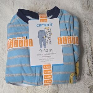CARTER'S 2-PACK CONSTRUCTION FLEECE SLEEPWEAR FOOTIE, SZ 9-12 MONTHS - NEW!